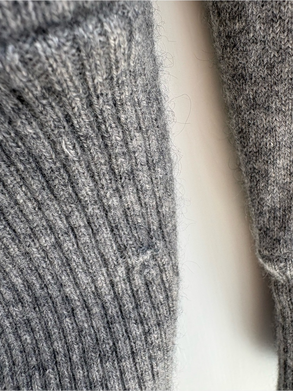 Sutton Studio Gray Cashmere Zip Hoodie with Repairs, Size Small - Picture 6 of 10
